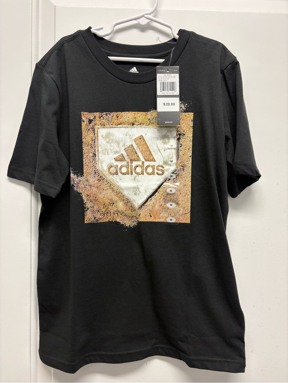 adidas Black Baseball Tee Logo Youth M